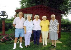 George Dorrough; Thelma Fry; Julia (Judy) Kish Dorrough; Marie; Joy Sayger; George s Backyard